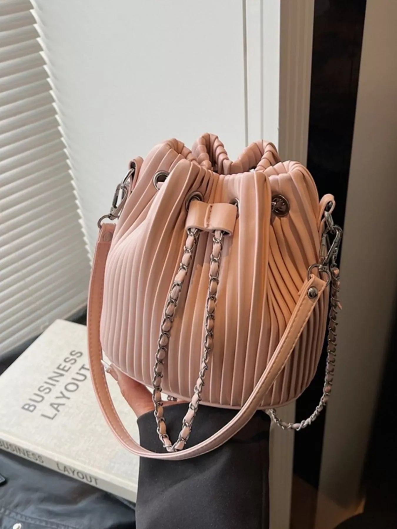 Pleated Bucket Crossbody Bag - CasaMontevia