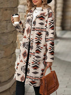 Geometric Button Up Longline Coat - CasaMontevia