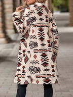 Geometric Button Up Longline Coat - CasaMontevia