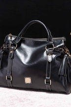 PU Leather Handbag with Tassels - CasaMontevia