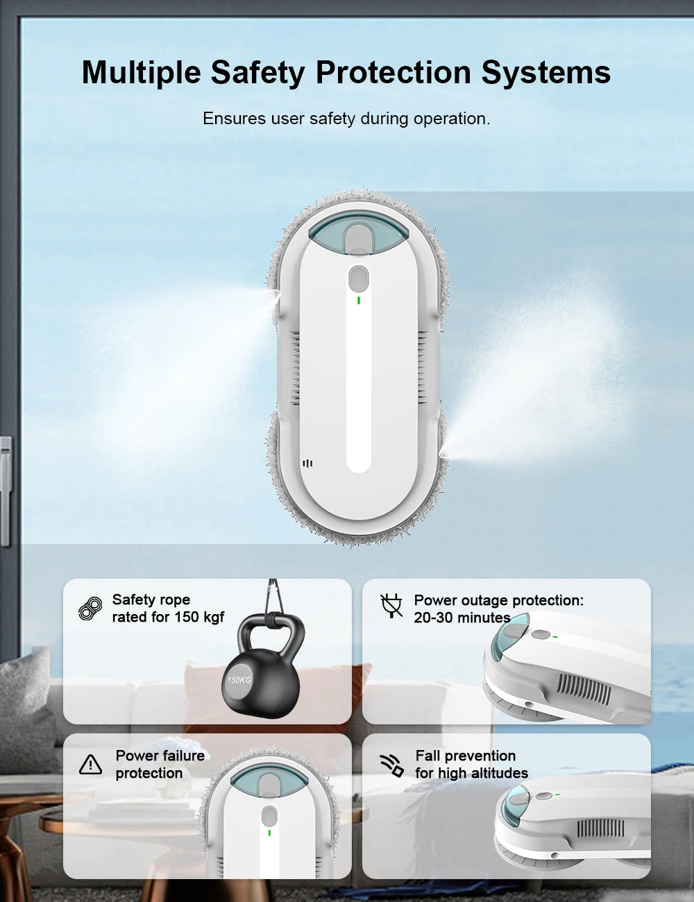 SmartGlide 4-in-1 Intelligent Window Cleaning Robot with Dual Spray & Adaptive Suction