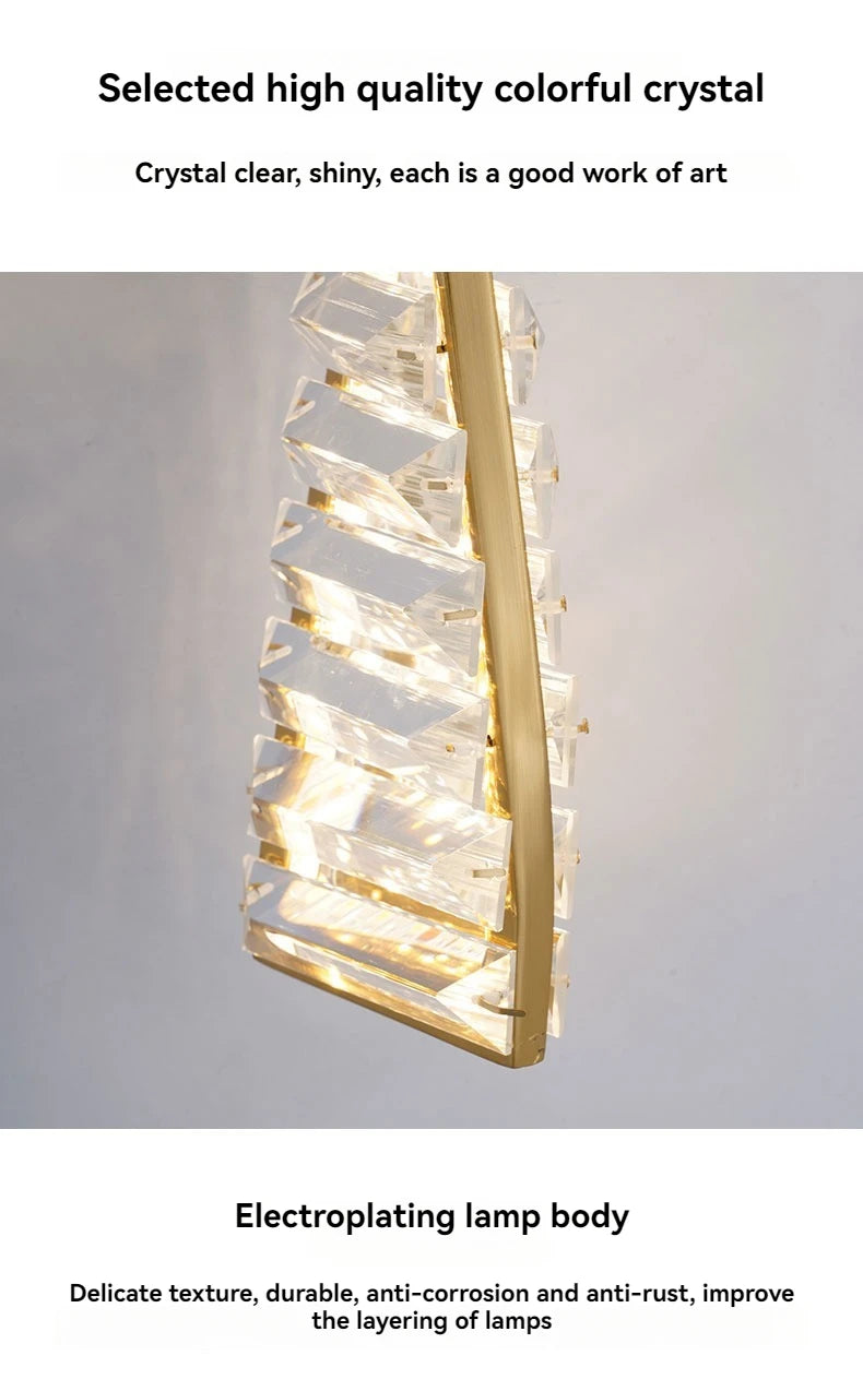 Italian Luxury Crystal Wall Lamp For Living Room Bedroom Home Hallway Long Gold Bedside LED LIghts Room Decoration Wall Light