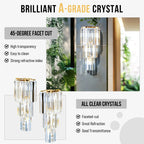 LUVODI Modern Crystal Wall Lamp 3-Layer Wall Crystal Sconce Light E14 Led Corn Lights
