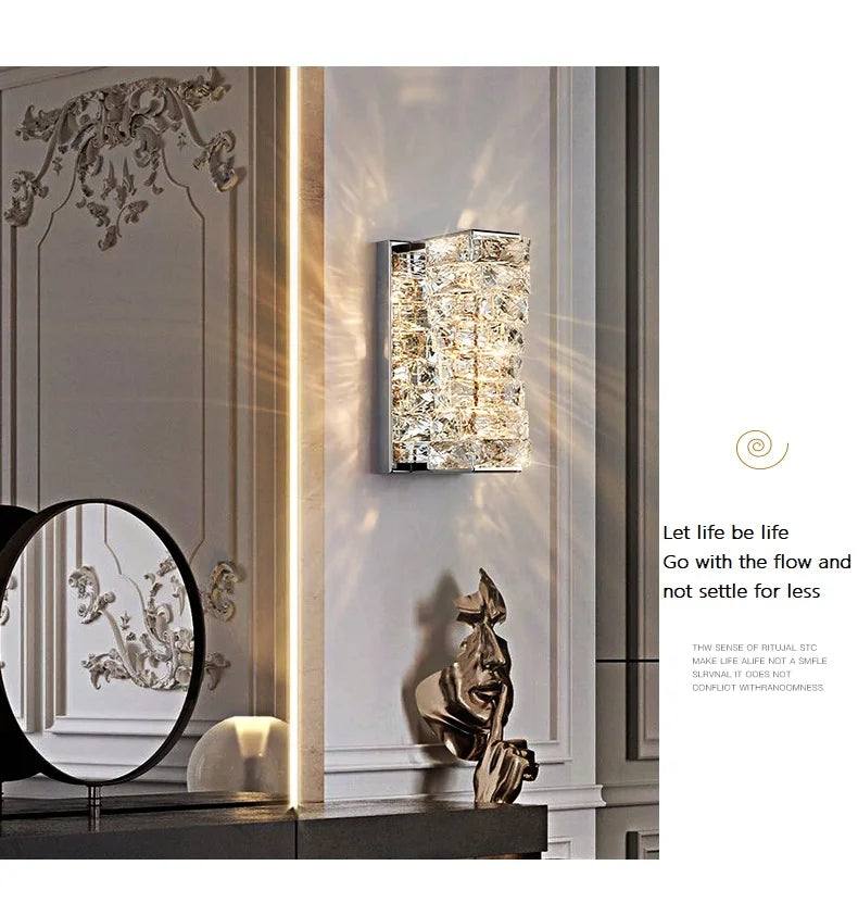 Luxury K9 Crystal Wall Lamp Sconce Modern LED Light Fixture For Bedside Living Room Aisle Background Hote Decor Lihghting Lustre