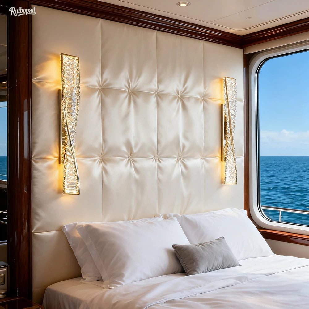 Luxury Italian Crystal Wall Sconce LED Light - Modern Gold Bedside Lamp for Living Room, Bedroom, Hallway Decor