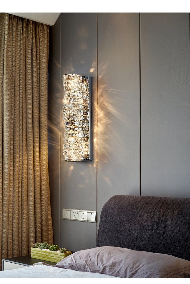 Luxury K9 Crystal Wall Lamp Sconce Modern LED Light Fixture For Bedside Living Room Aisle Background Hote Decor Lihghting Lustre