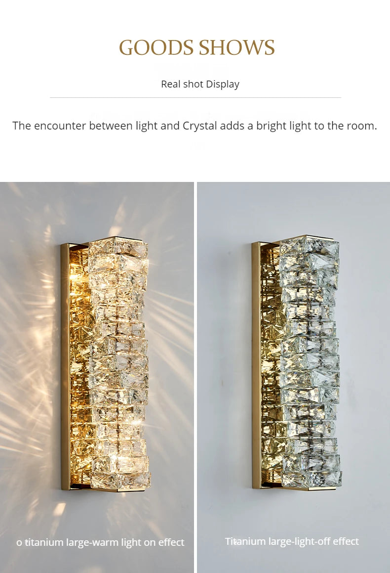 Luxury K9 Crystal Wall Lamp Sconce Modern LED Light Fixture For Bedside Living Room Aisle Background Hote Decor Lihghting Lustre