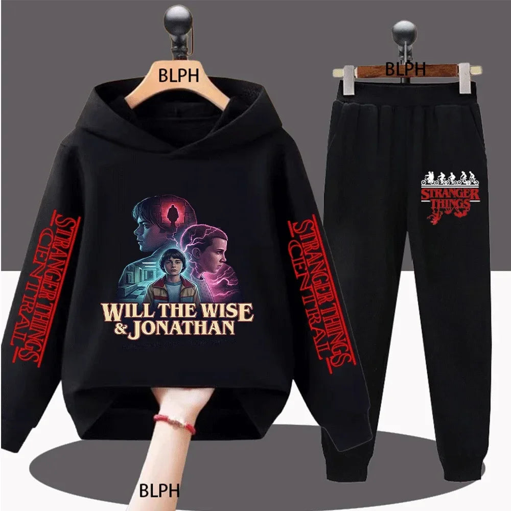 Kids Stranger Things Inspired Will the Wise & Jonathan Print Sweatshirt Set Never Ending Story Friends Don't Lie Casual Pullover - CasaMontevia