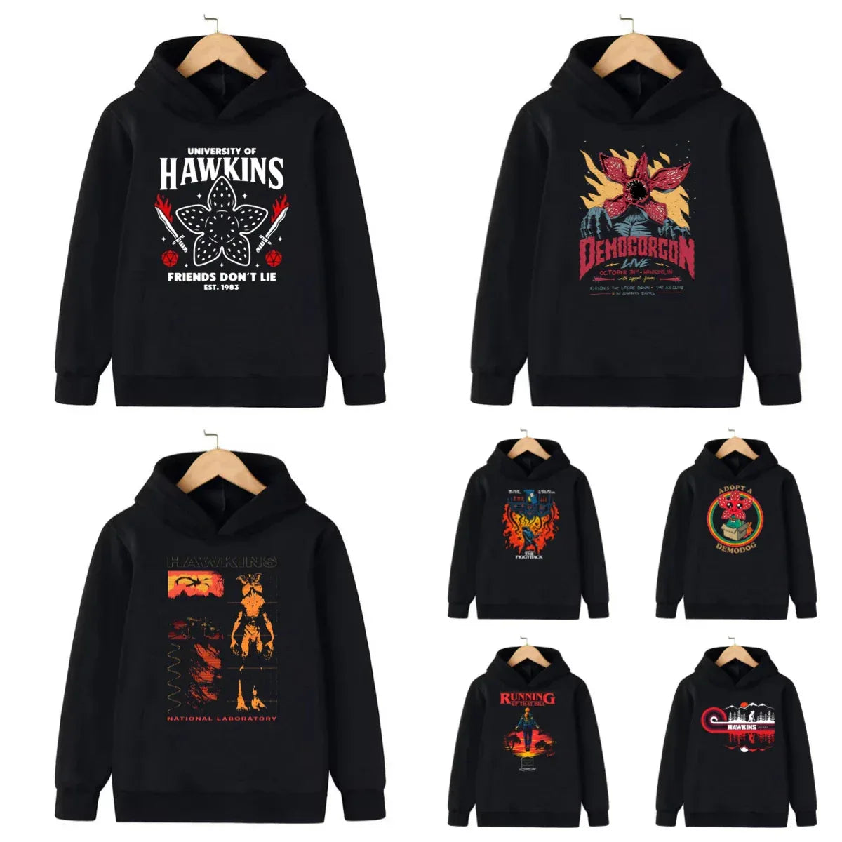Funny Demogorgon Hawkins Hoodies Kids Cartoon Anime Print Clothes Streetwear Basic Boys Tops Popular Movies Children Sweatshirts - CasaMontevia