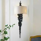 Long Brass Wall Lamp With Mercerized Cloth Cover For Bedroom Living Room Corridor Aisle Postmodern Copper Wall Sconce