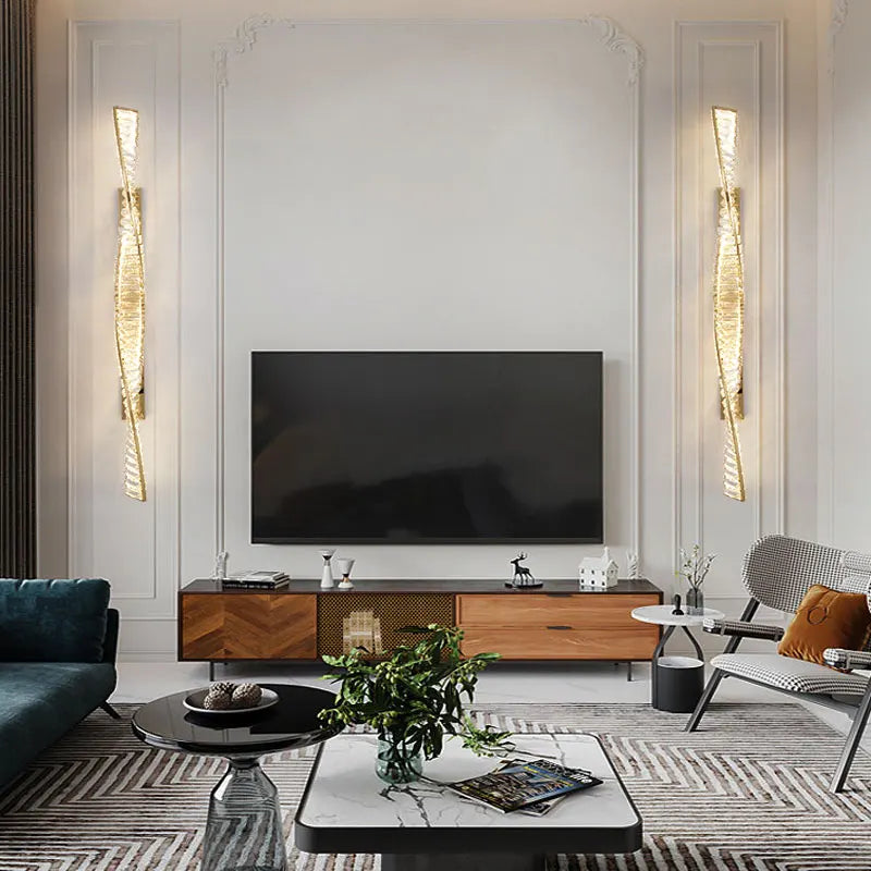 Italian Luxury Crystal Wall Lamp For Living Room Bedroom Home Hallway Long Gold Bedside LED LIghts Room Decoration Wall Light