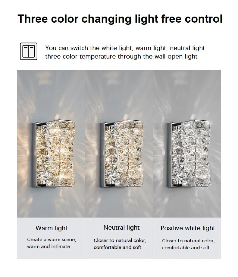 Luxury K9 Crystal Wall Lamp Sconce Modern LED Light Fixture For Bedside Living Room Aisle Background Hote Decor Lihghting Lustre