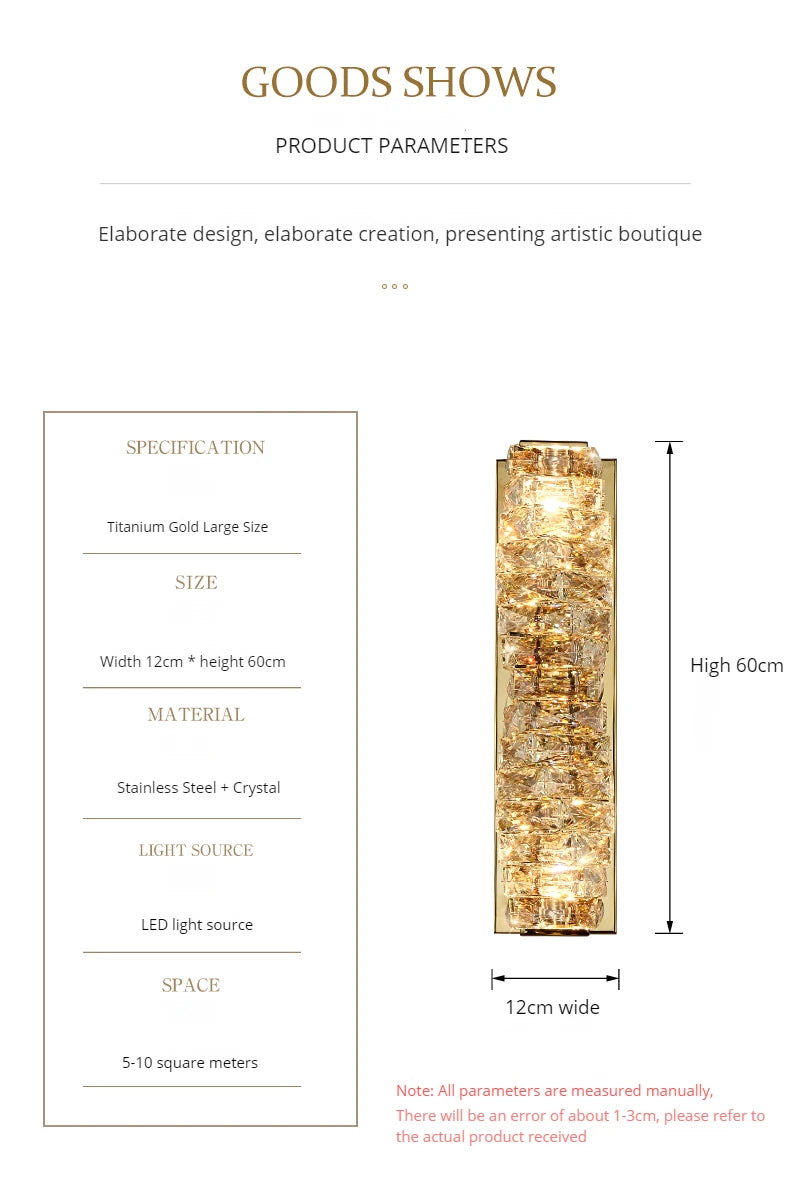 Luxury K9 Crystal Wall Lamp Sconce Modern LED Light Fixture For Bedside Living Room Aisle Background Hote Decor Lihghting Lustre