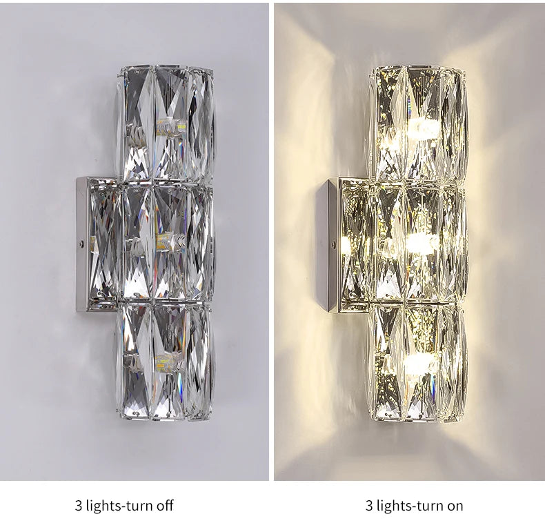 Luxury K9 Crystal Wall Lamp Sconce Modern LED Light Fixture For Bedside Living Room Aisle Background Hote Decor Lihghting Lustre