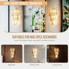 LUVODI Modern Crystal Wall Lamp 3-Layer Wall Crystal Sconce Light E14 Led Corn Lights