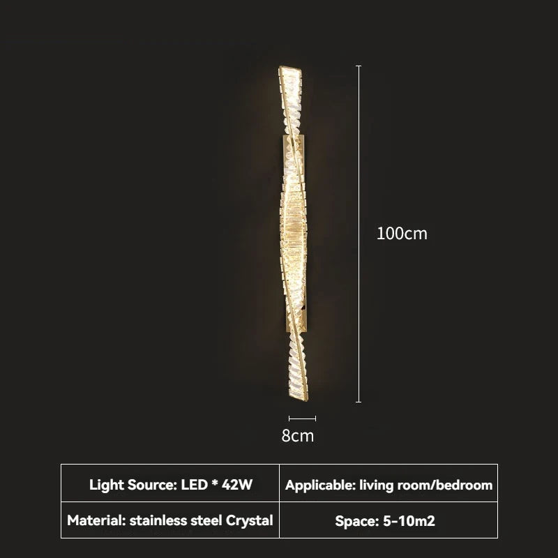 Italian Luxury Crystal Wall Lamp For Living Room Bedroom Home Hallway Long Gold Bedside LED LIghts Room Decoration Wall Light