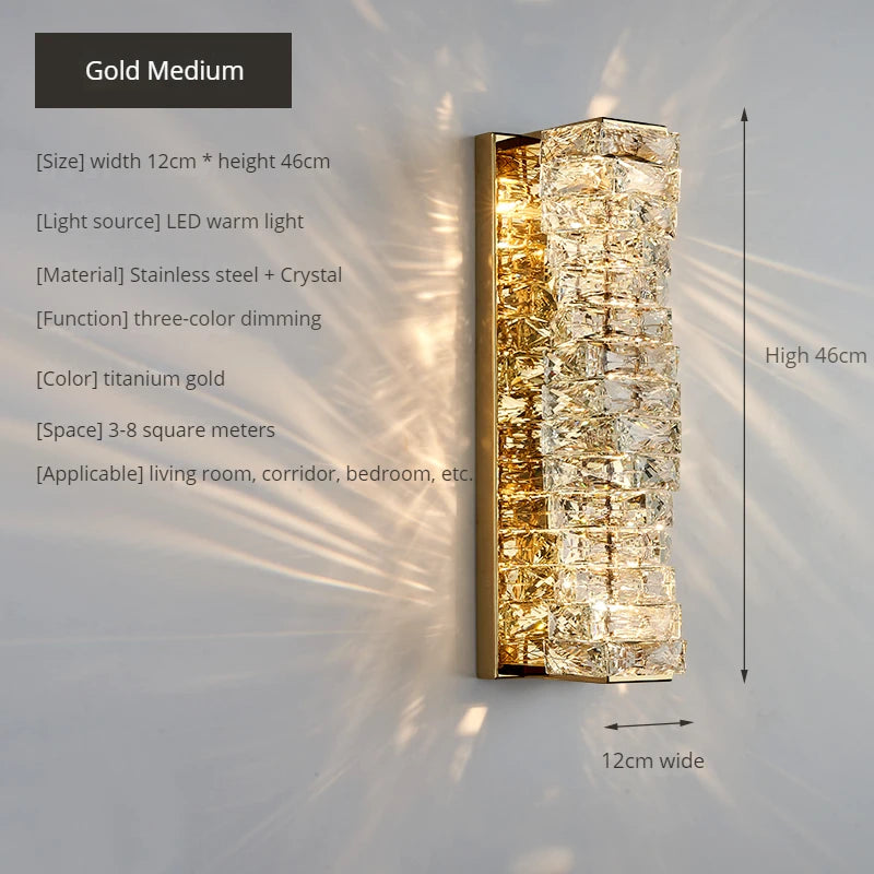 Luxury K9 Crystal Wall Lamp Sconce Modern LED Light Fixture For Bedside Living Room Aisle Background Hote Decor Lihghting Lustre