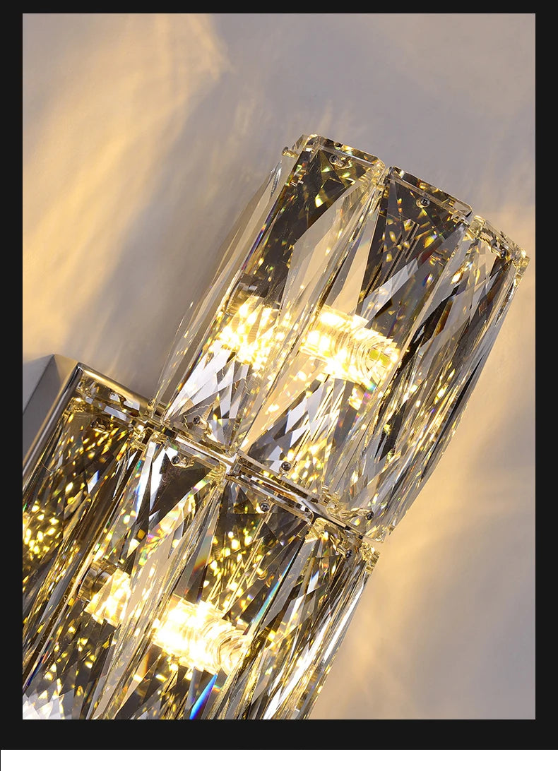 Luxury K9 Crystal Wall Lamp Sconce Modern LED Light Fixture For Bedside Living Room Aisle Background Hote Decor Lihghting Lustre