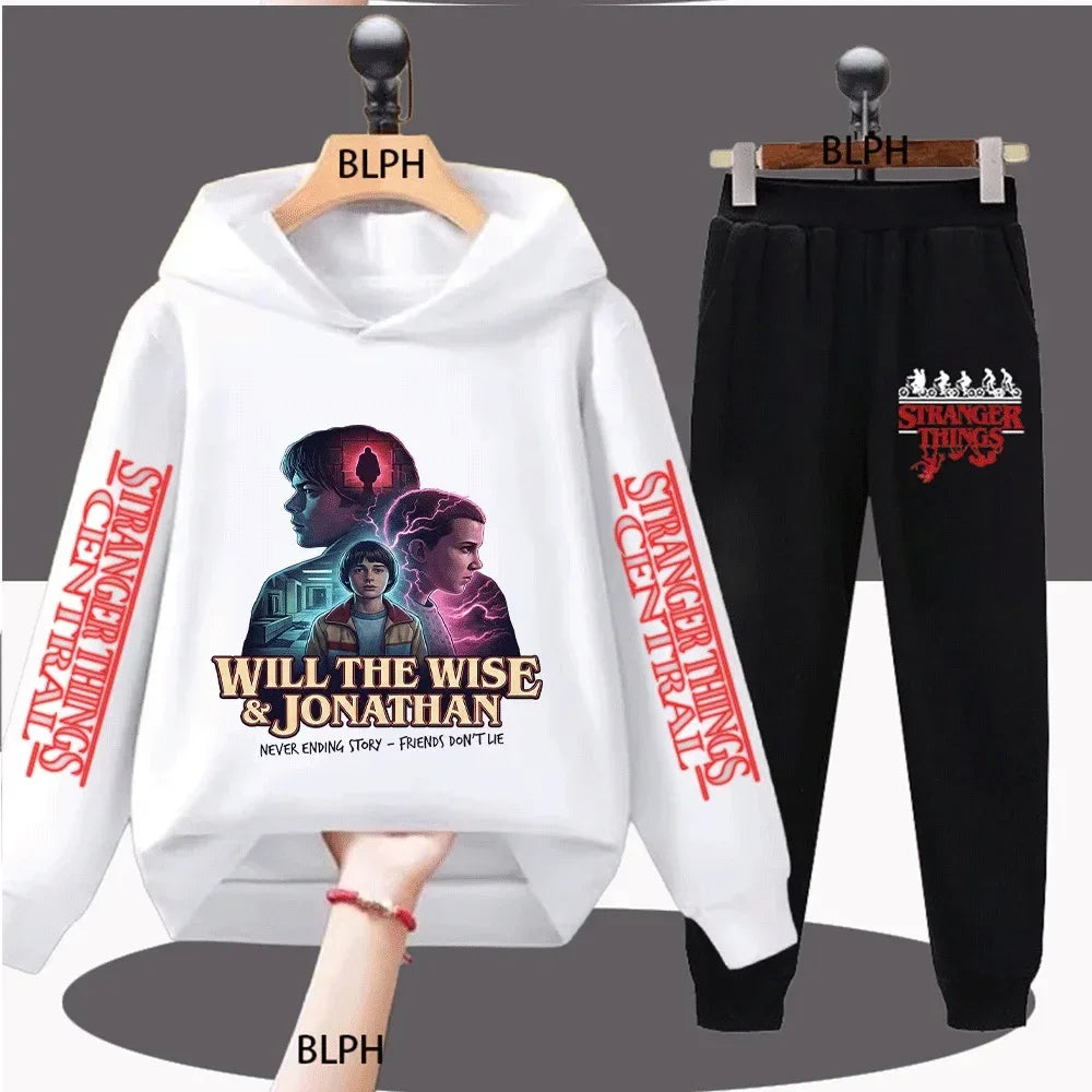 Kids Stranger Things Inspired Will the Wise & Jonathan Print Sweatshirt Set Never Ending Story Friends Don't Lie Casual Pullover - CasaMontevia