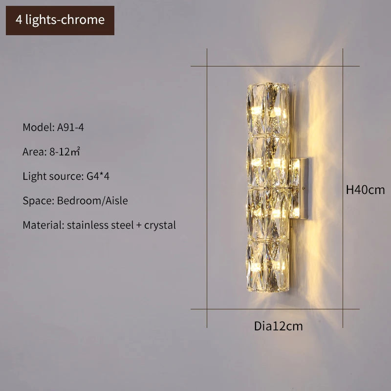 Luxury K9 Crystal Wall Lamp Sconce Modern LED Light Fixture For Bedside Living Room Aisle Background Hote Decor Lihghting Lustre