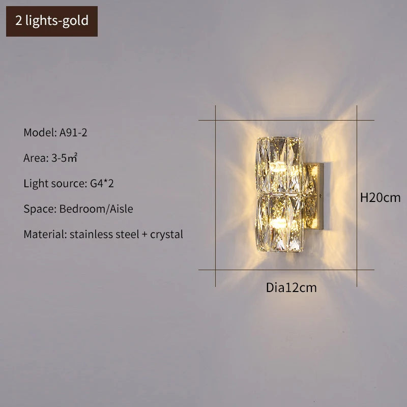 Luxury K9 Crystal Wall Lamp Sconce Modern LED Light Fixture For Bedside Living Room Aisle Background Hote Decor Lihghting Lustre