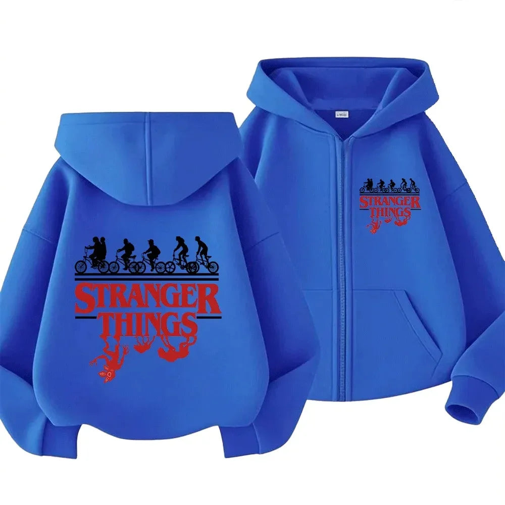 New Fashion Stranger Things Print Parent-Child Zip-Up Hoodie for Family Matching Outings Comfortable and Stylish Sweatshirts for - CasaMontevia