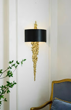 Long Brass Wall Lamp With Mercerized Cloth Cover For Bedroom Living Room Corridor Aisle Postmodern Copper Wall Sconce