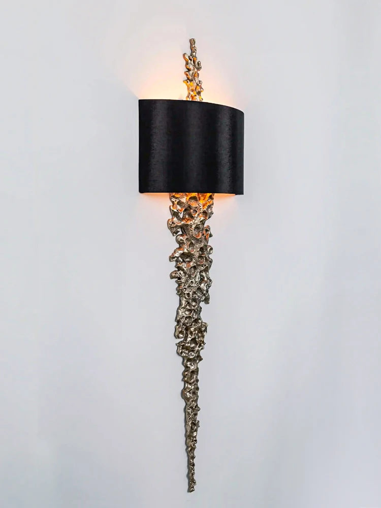 Long Brass Wall Lamp With Mercerized Cloth Cover For Bedroom Living Room Corridor Aisle Postmodern Copper Wall Sconce