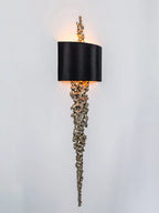 Long Brass Wall Lamp With Mercerized Cloth Cover For Bedroom Living Room Corridor Aisle Postmodern Copper Wall Sconce