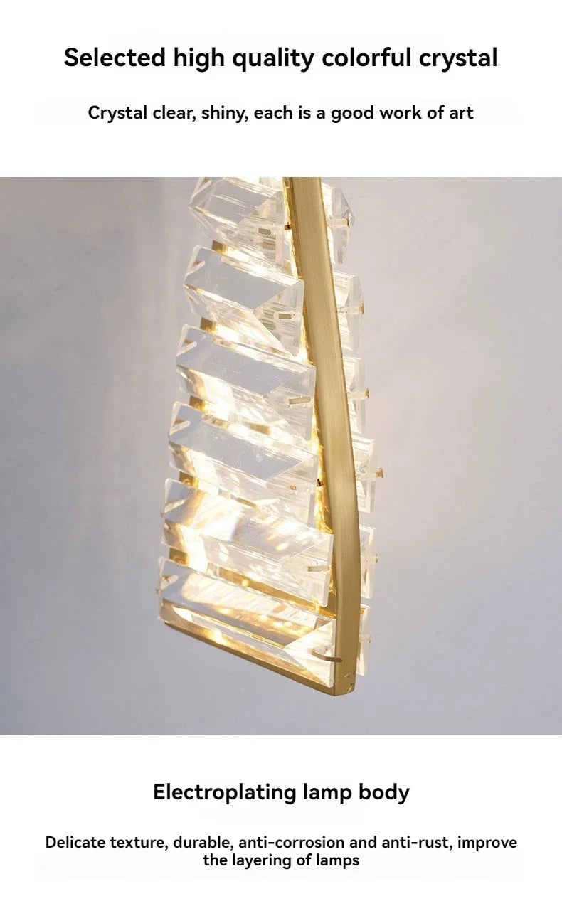 Luxury Italian Crystal Wall Sconce LED Light - Modern Gold Bedside Lamp for Living Room, Bedroom, Hallway Decor