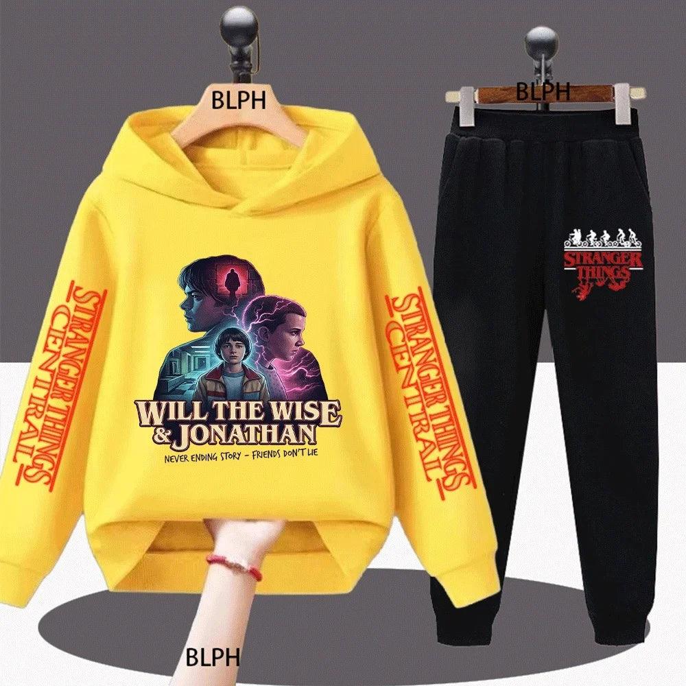Kids Stranger Things Inspired Will the Wise & Jonathan Print Sweatshirt Set Never Ending Story Friends Don't Lie Casual Pullover - CasaMontevia