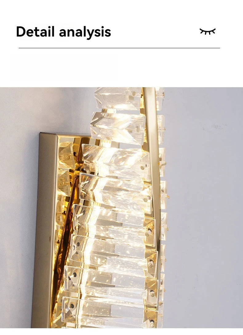 Italian Luxury Crystal Wall Lamp For Living Room Bedroom Home Hallway Long Gold Bedside LED LIghts Room Decoration Wall Light