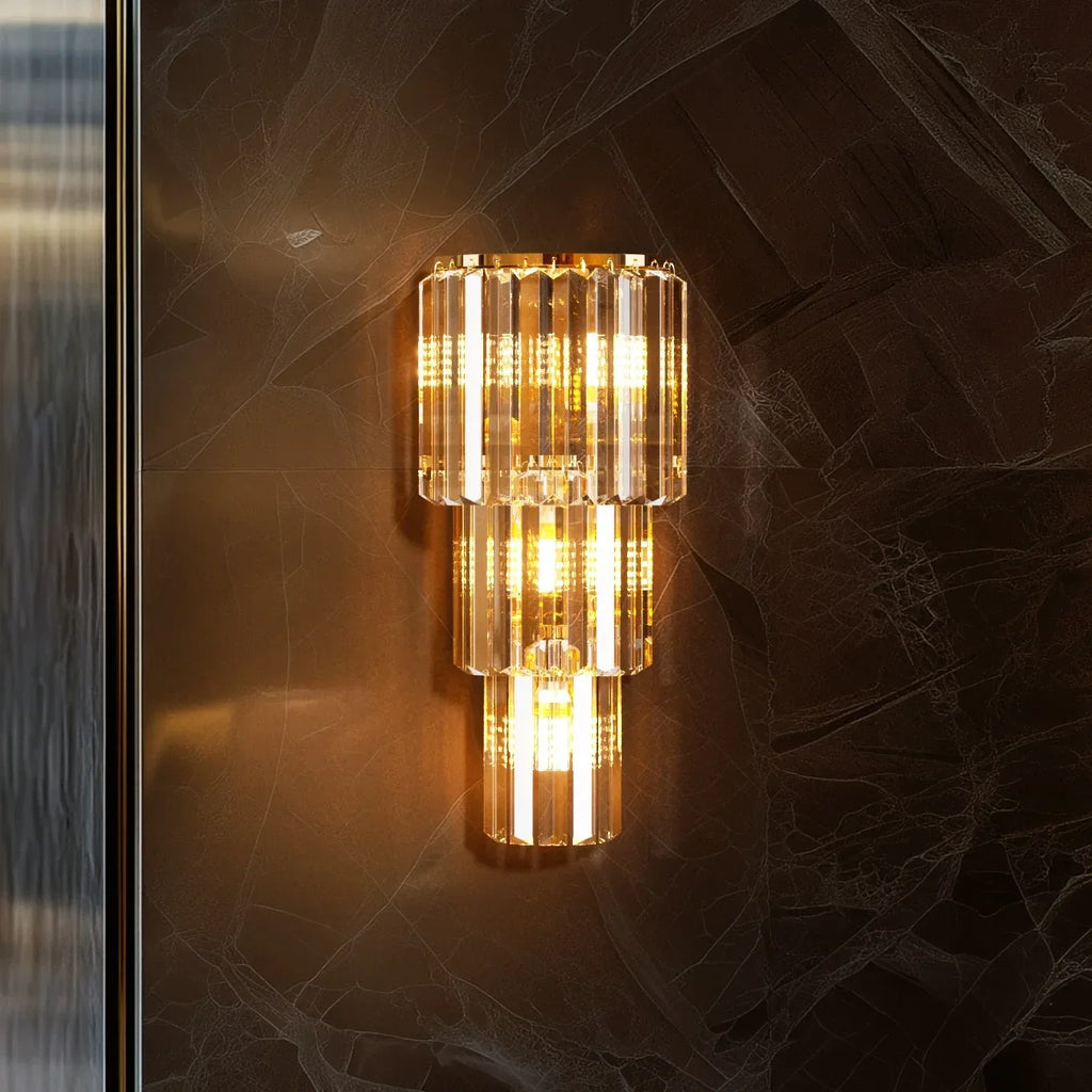 LUVODI Modern Crystal Wall Lamp 3-Layer Wall Crystal Sconce Light E14 Led Corn Lights - CasaMontevia