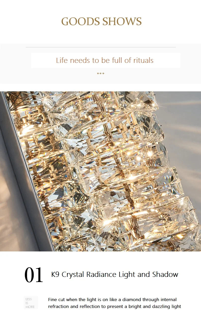 Luxury K9 Crystal Wall Lamp Sconce Modern LED Light Fixture For Bedside Living Room Aisle Background Hote Decor Lihghting Lustre