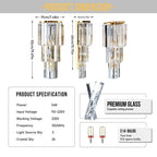 LUVODI Modern Crystal Wall Lamp 3-Layer Wall Crystal Sconce Light E14 Led Corn Lights