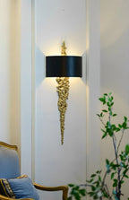 Long Brass Wall Lamp With Mercerized Cloth Cover For Bedroom Living Room Corridor Aisle Postmodern Copper Wall Sconce