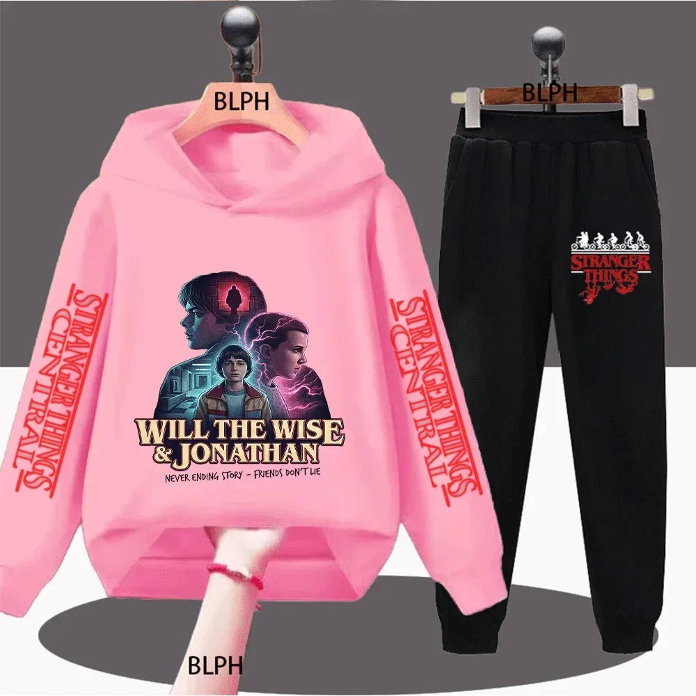 Kids Stranger Things Inspired Will the Wise & Jonathan Print Sweatshirt Set Never Ending Story Friends Don't Lie Casual Pullover - CasaMontevia