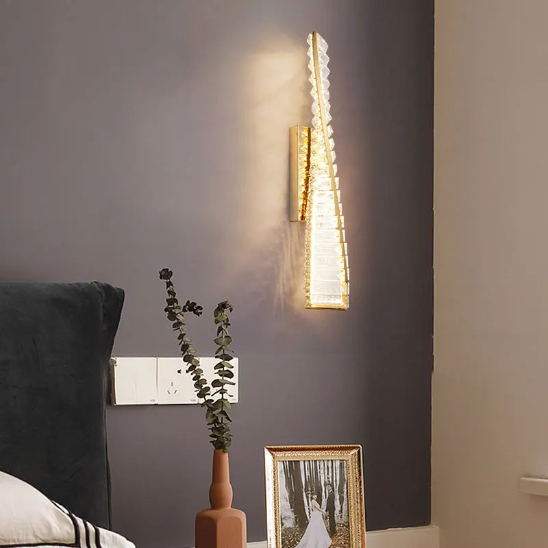Italian Luxury Crystal Wall Lamp For Living Room Bedroom Home Hallway Long Gold Bedside LED LIghts Room Decoration Wall Light