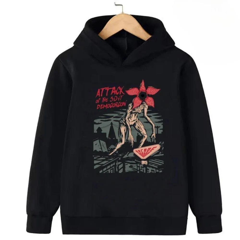 Funny Demogorgon Hawkins Hoodies Kids Cartoon Anime Print Clothes Streetwear Basic Boys Tops Popular Movies Children Sweatshirts - CasaMontevia