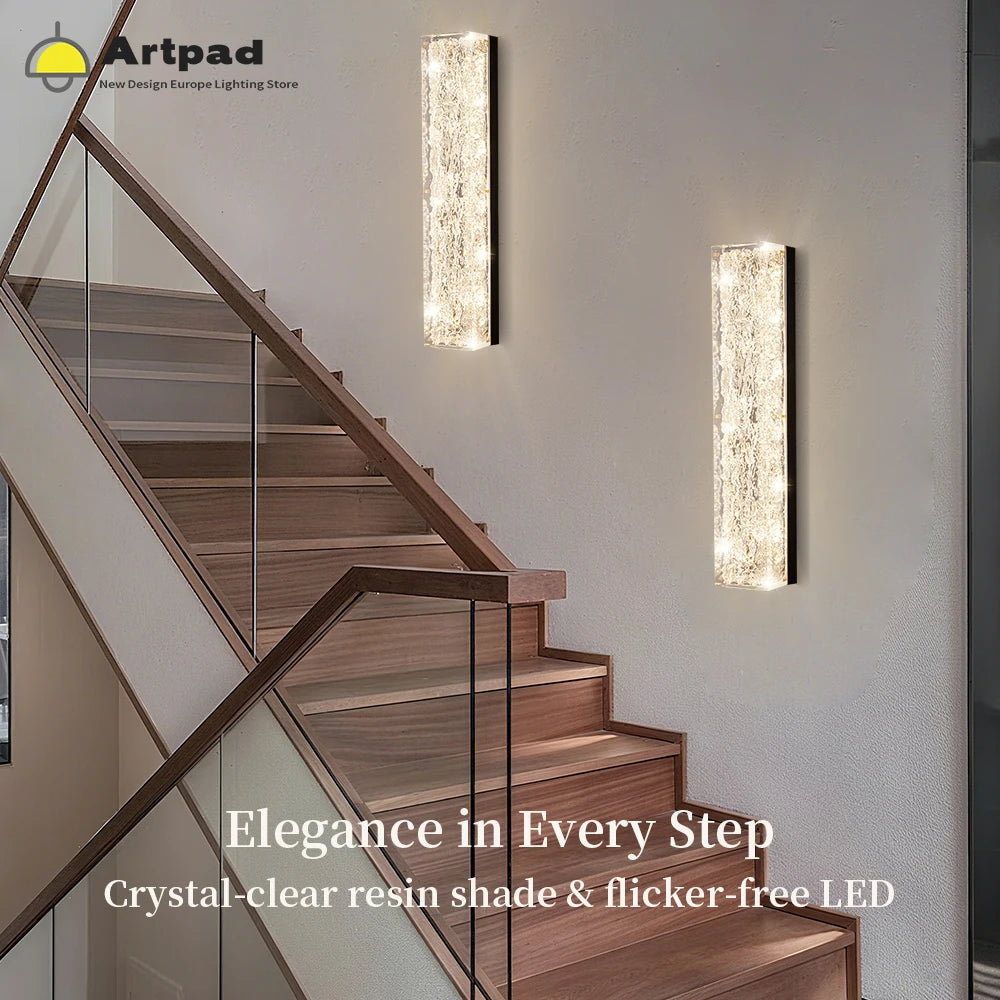 Italian Luxury Crystal Wall Lamp For Bedroom Living Room Hallway Glass Copper Gold Bedside LED Sconce Lighting Fixtures