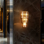 LUVODI Modern Crystal Wall Lamp 3-Layer Wall Crystal Sconce Light E14 Led Corn Lights
