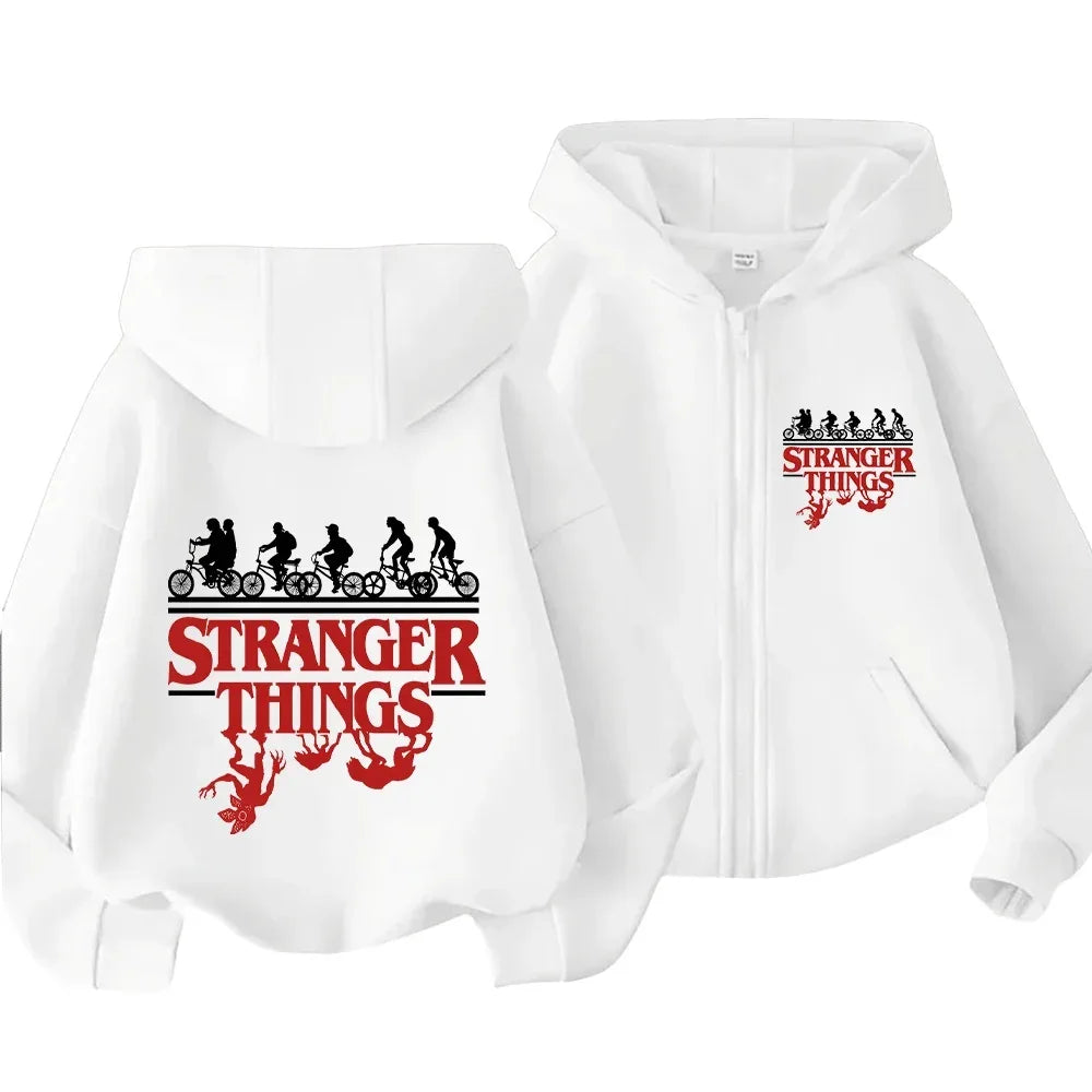 New Fashion Stranger Things Print Parent-Child Zip-Up Hoodie for Family Matching Outings Comfortable and Stylish Sweatshirts for - CasaMontevia