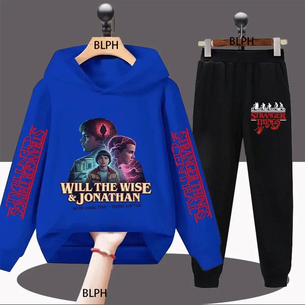 Kids Stranger Things Inspired Will the Wise & Jonathan Print Sweatshirt Set Never Ending Story Friends Don't Lie Casual Pullover - CasaMontevia