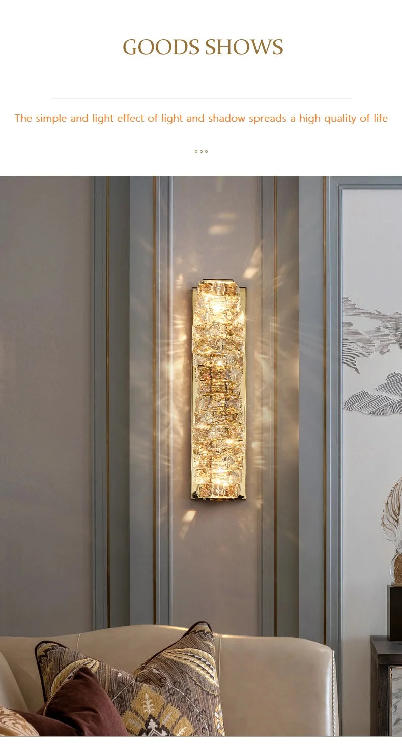 Luxury K9 Crystal Wall Lamp Sconce Modern LED Light Fixture For Bedside Living Room Aisle Background Hote Decor Lihghting Lustre