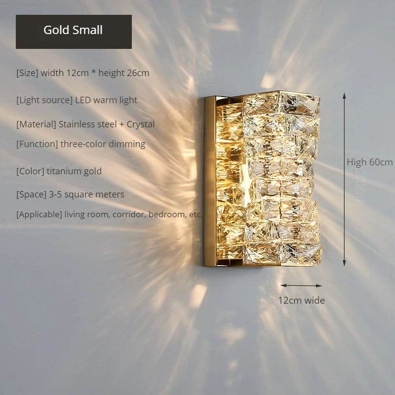 Luxury K9 Crystal Wall Lamp Sconce Modern LED Light Fixture For Bedside Living Room Aisle Background Hote Decor Lihghting Lustre