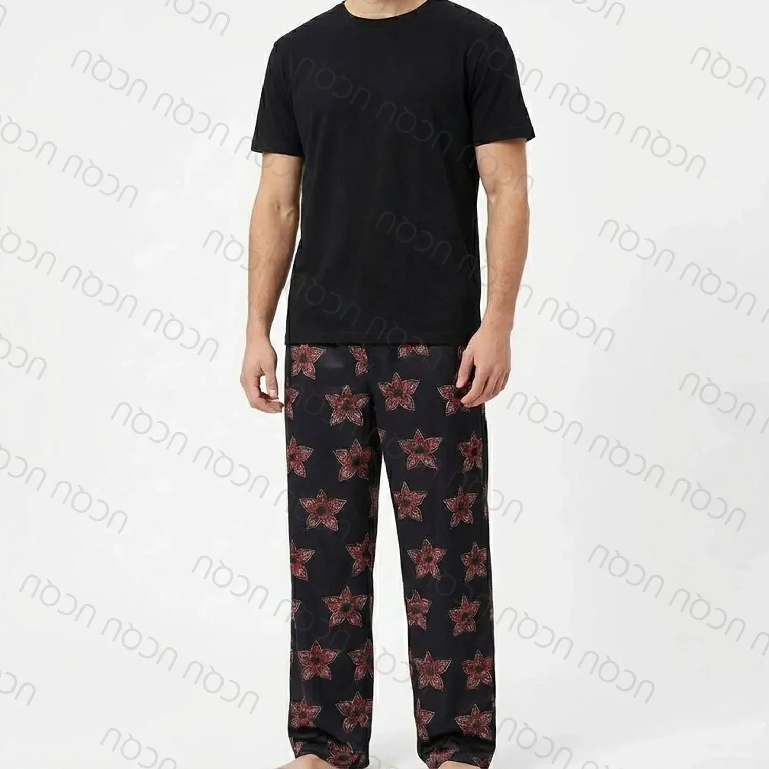 2026 UCQU Demogorgon The Upside Down Pajamas Set Couple Matching Demogorgon Short Sleeve Tee Pants Valentines Day Gift Homewear - CasaMontevia