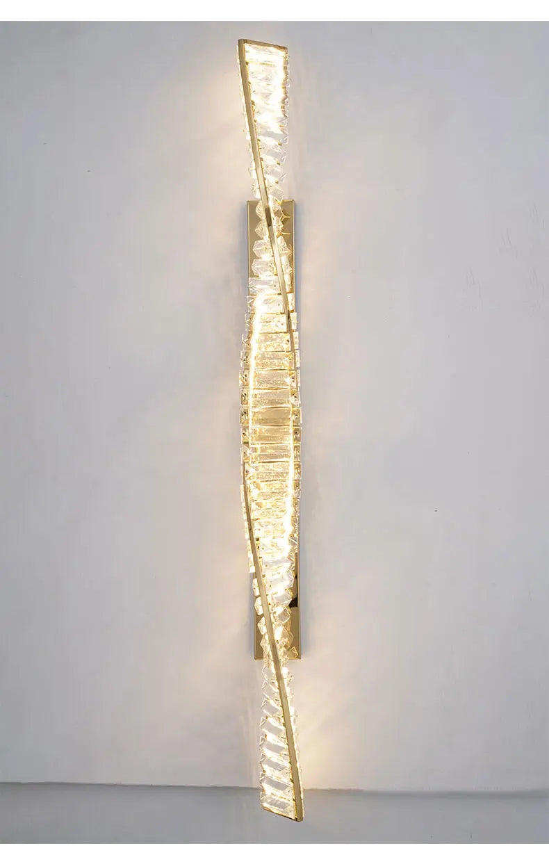 Luxury Italian Crystal Wall Sconce LED Light - Modern Gold Bedside Lamp for Living Room, Bedroom, Hallway Decor