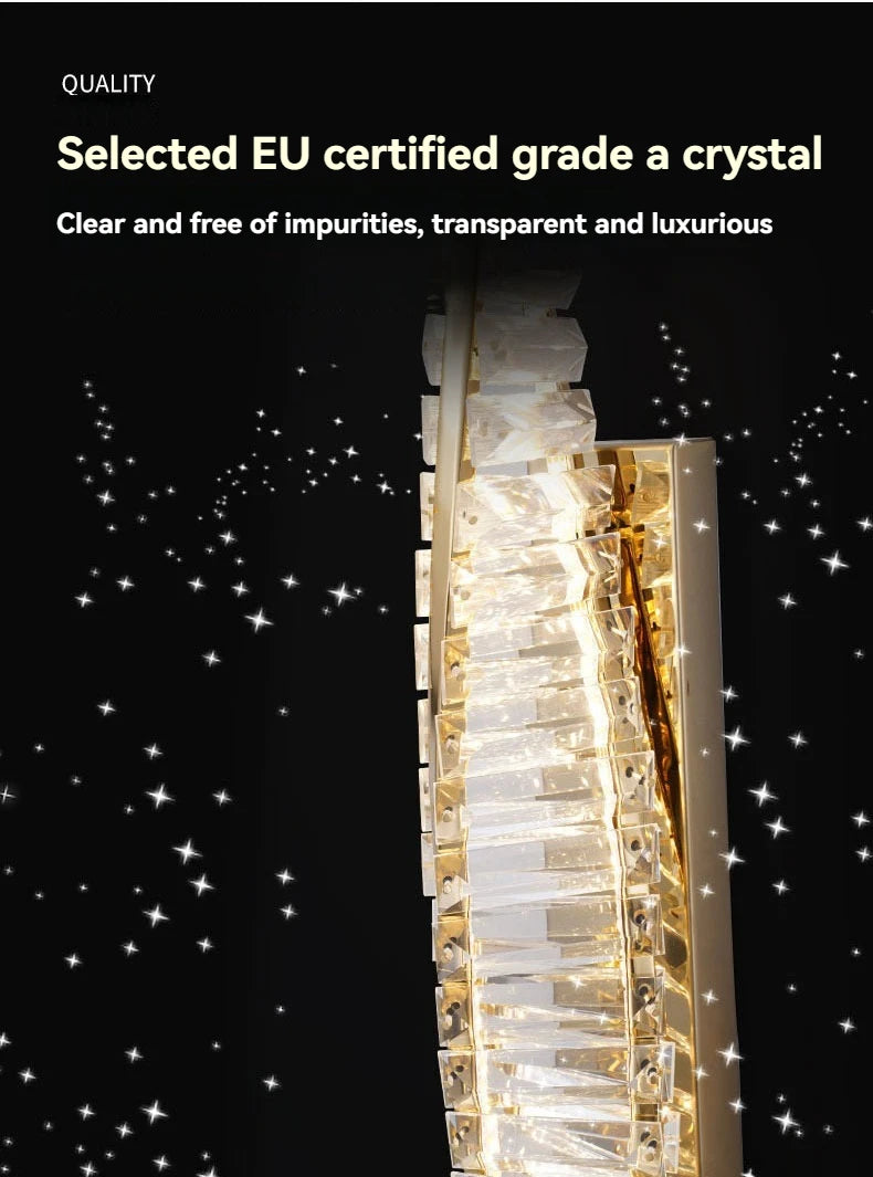Luxury Italian Crystal Wall Sconce LED Light - Modern Gold Bedside Lamp for Living Room, Bedroom, Hallway Decor