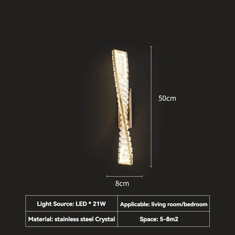 Italian Luxury Crystal Wall Lamp For Living Room Bedroom Home Hallway Long Gold Bedside LED LIghts Room Decoration Wall Light
