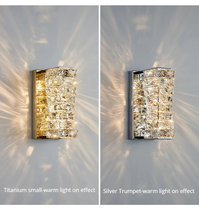 Luxury K9 Crystal Wall Lamp Sconce Modern LED Light Fixture For Bedside Living Room Aisle Background Hote Decor Lihghting Lustre